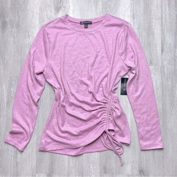 INC International Concepts Women's Pink Ruched Asymmetrical Lightweight Sweater - Picture 1 of 4